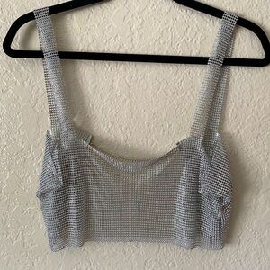 Silver Mesh Crop Top